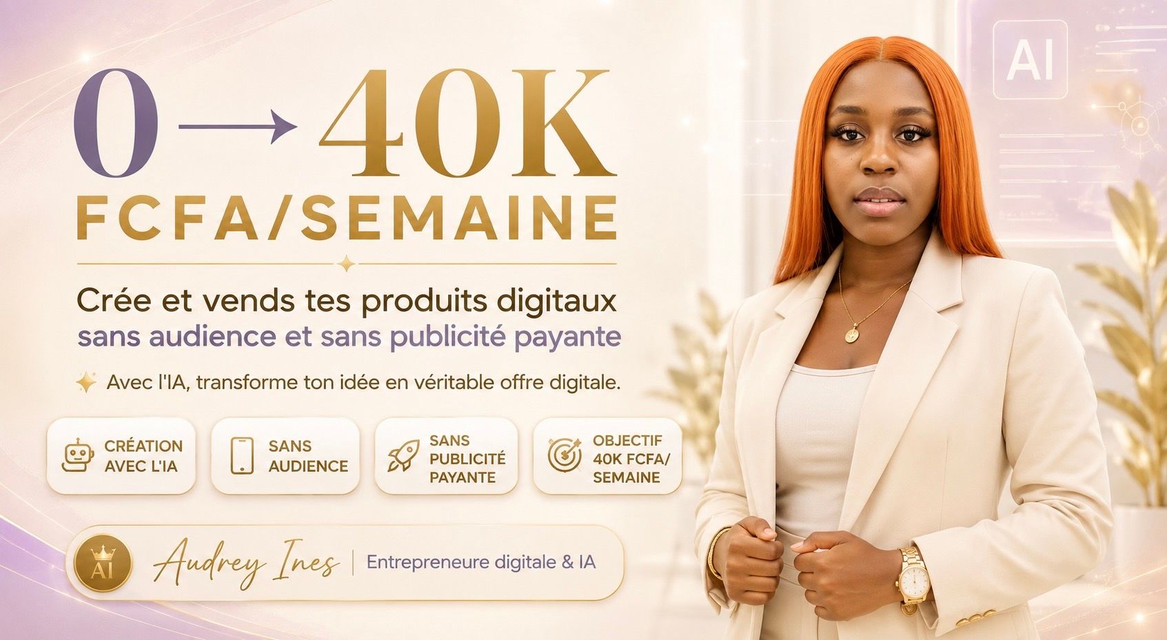 0 → 40K FCFA/SEMAINE Crée et vends tes produits digitaux sans audience et sans publicité payante