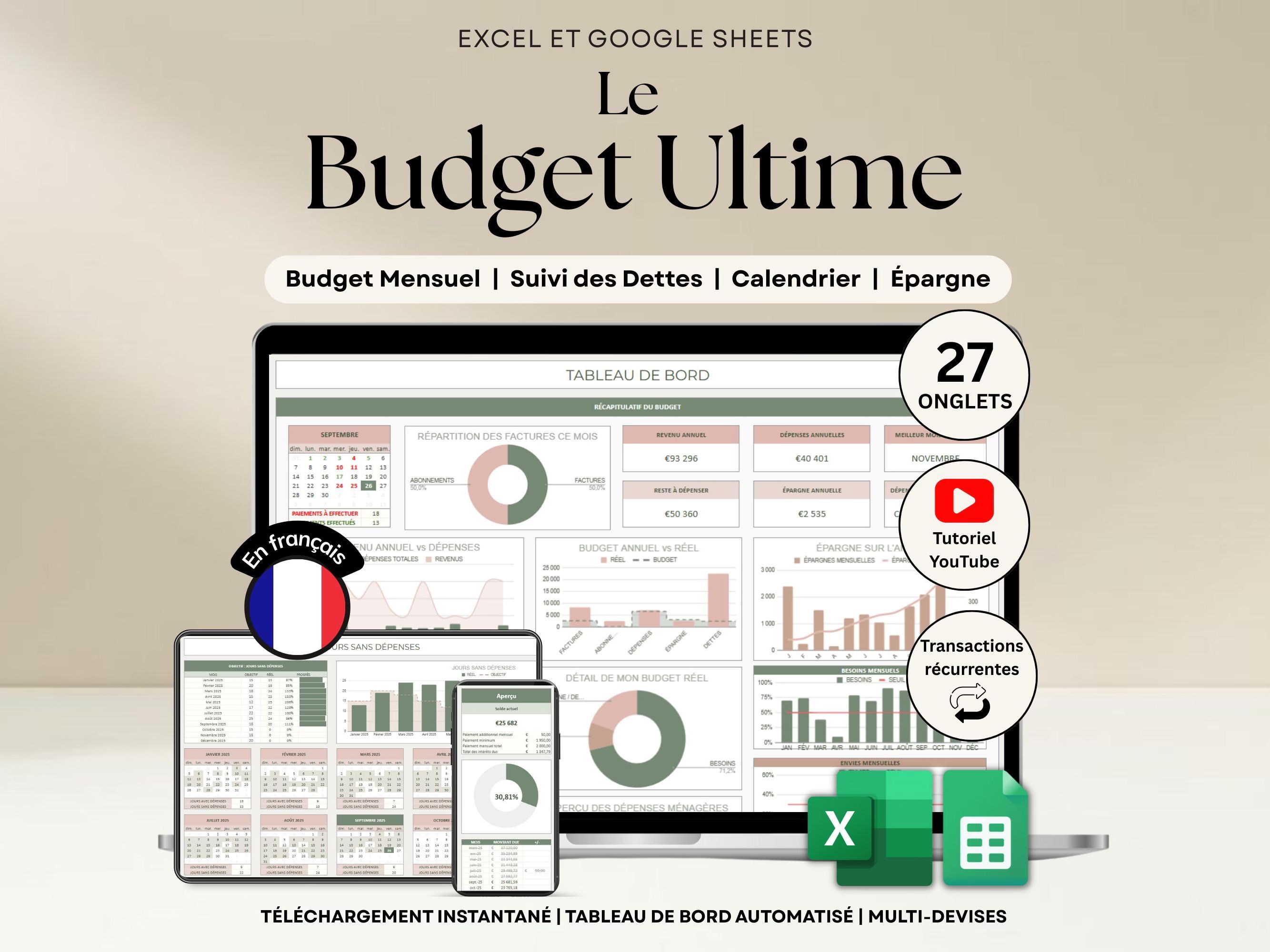 Gestionnaire de Budget Mensuel et Annuel avec Excel⚖️📊📆