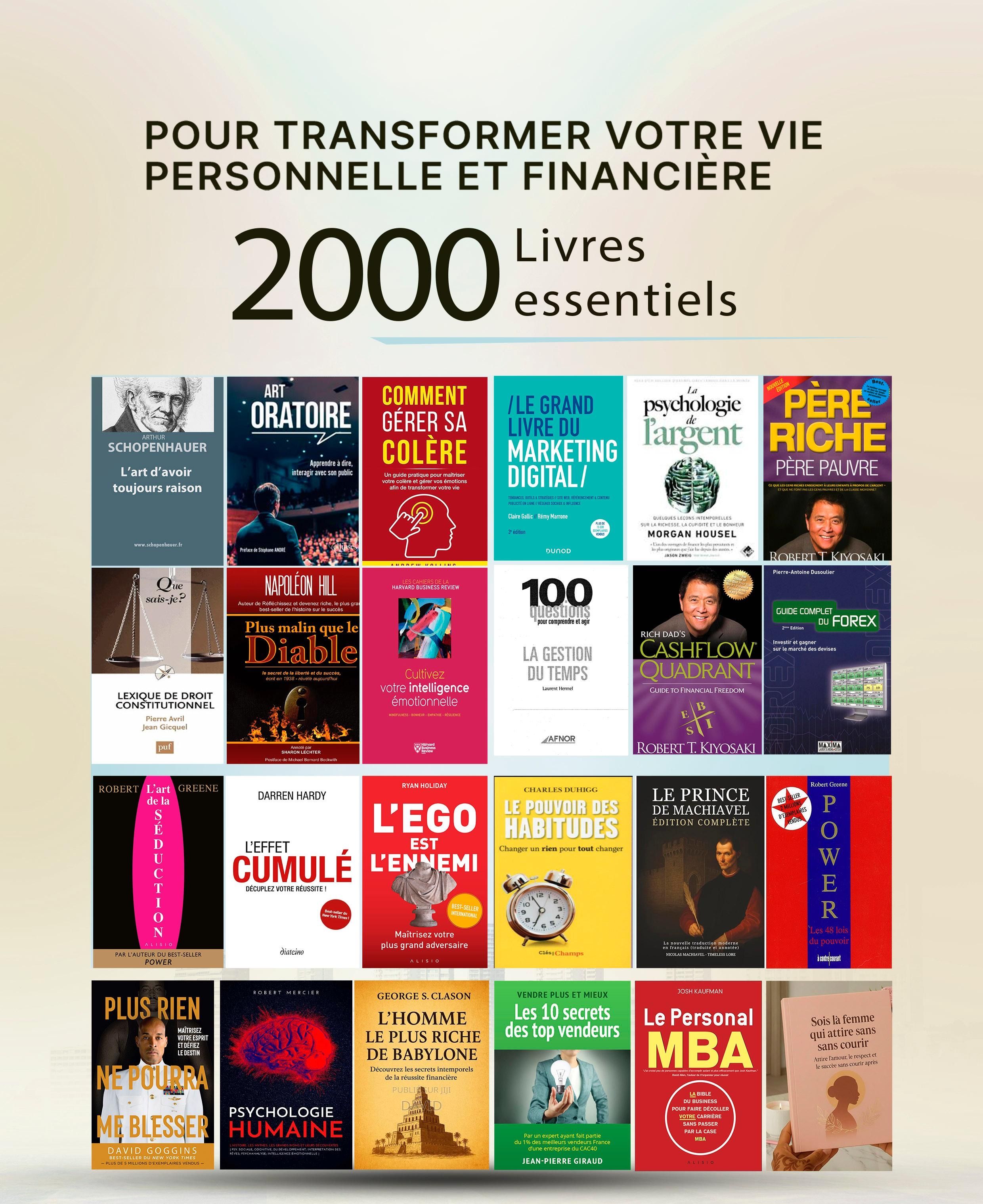 🎉PROMO 2000 Livres Transformateurs sur le Développement Personnel🧠 et la Finance💰200 livre audio🎧