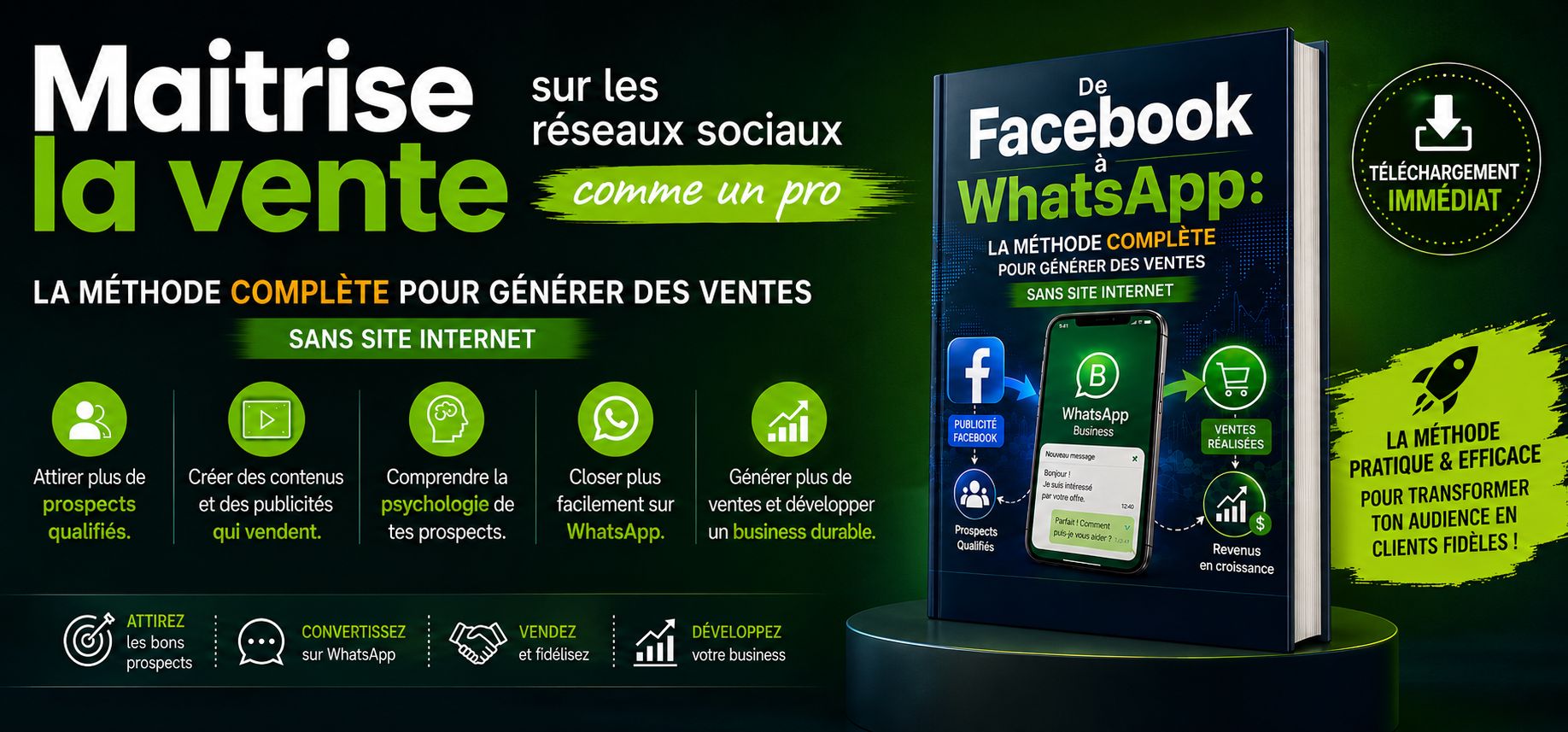 De Facebook à WhatsApp: L a méthode complète pour générer des ventes sans site internet