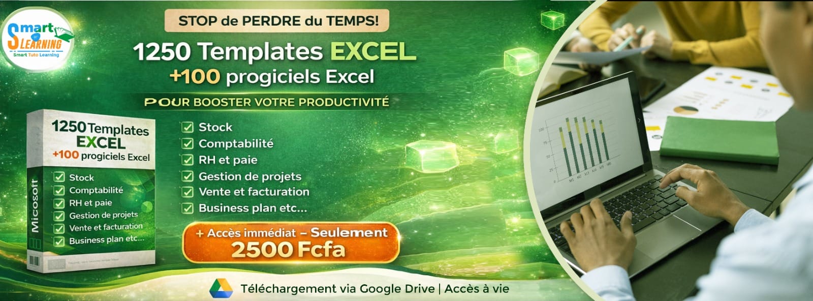 1250 Templates Excel + 100 Progiciels — Boostez Votre Productivité Immédiatement