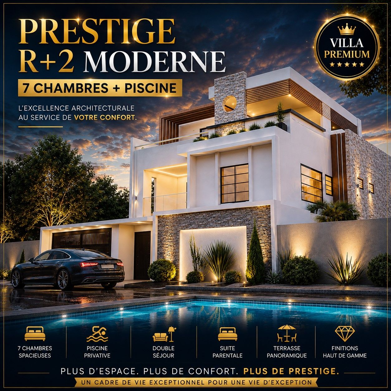 Prestige R+2 moderne 7 chambres