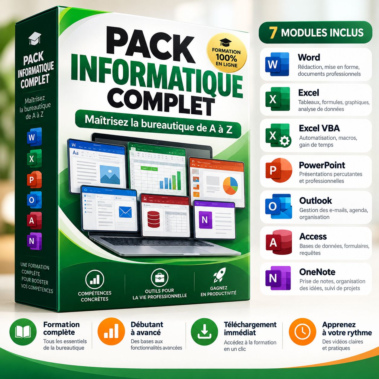 Formation Bureautique Complète – Word, Excel, VBA, PowerPoint, Outlook, Access & OneNote