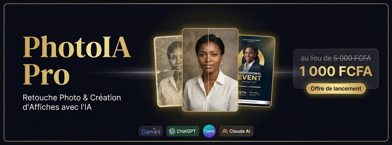 PhotoIA Pro — Maîtrisez la Retouche Photo et la Création d'Affiches avec l'IA en 5 Leçons