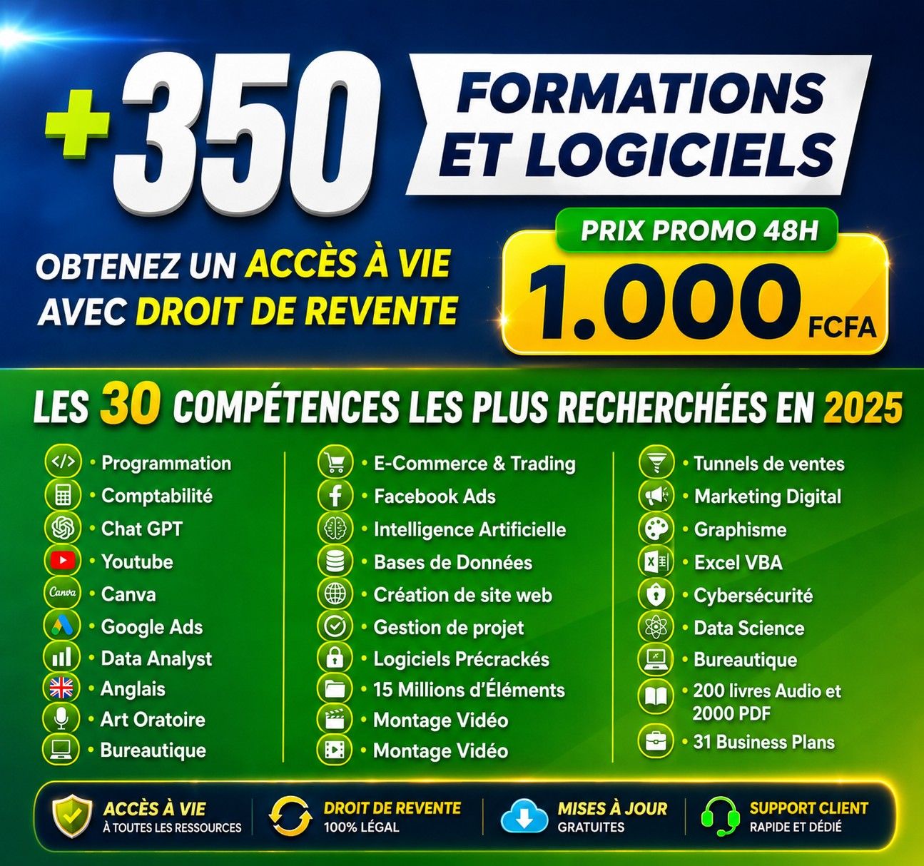 +300 FORMATIONS ET LOGICIELS AVEC DROIT DE REVENTE EN 2026