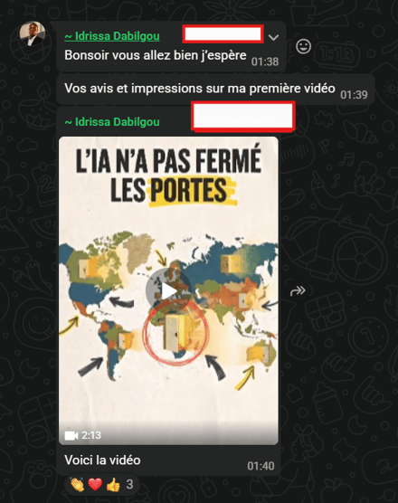 Message d'un membre du groupe