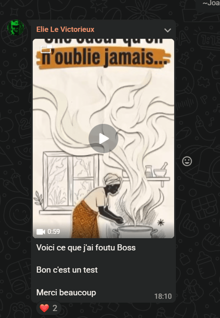 Message d'un membre du groupe