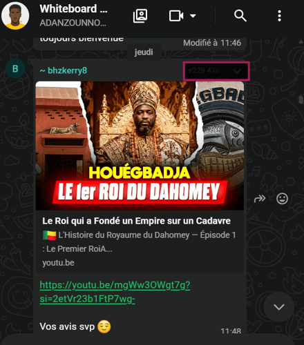 Message d'un membre du groupe
