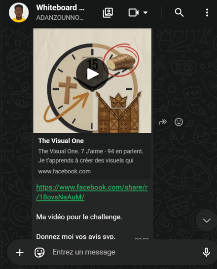 Message d'un membre du groupe